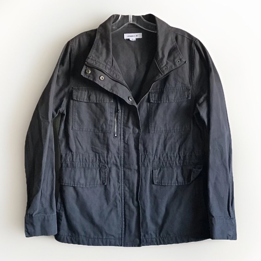 O'NEILL Gray Women’s Cotton Chore‎ Coat Miltary Field Jacket Size XS